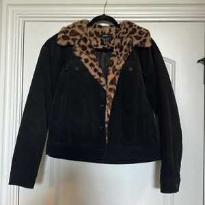 Corduroy Black and Fur Print jacket